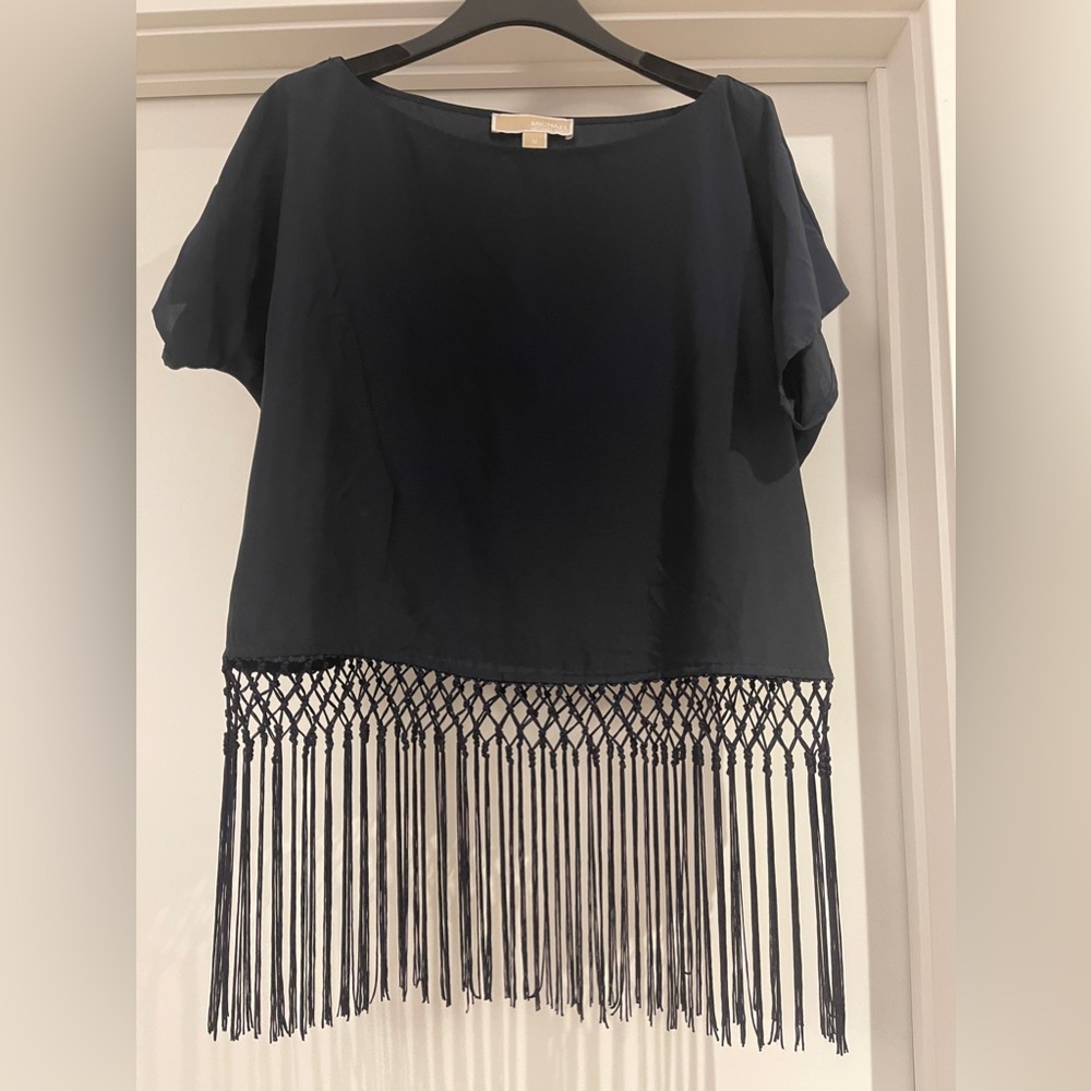 Michael Kors Navy fringe tee